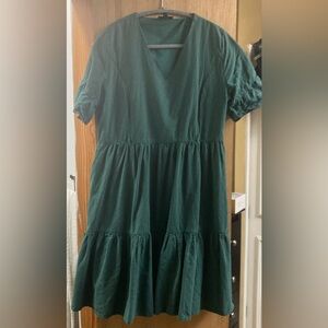 Nursing Queen Forest Green Zippered Front Tiered Dress